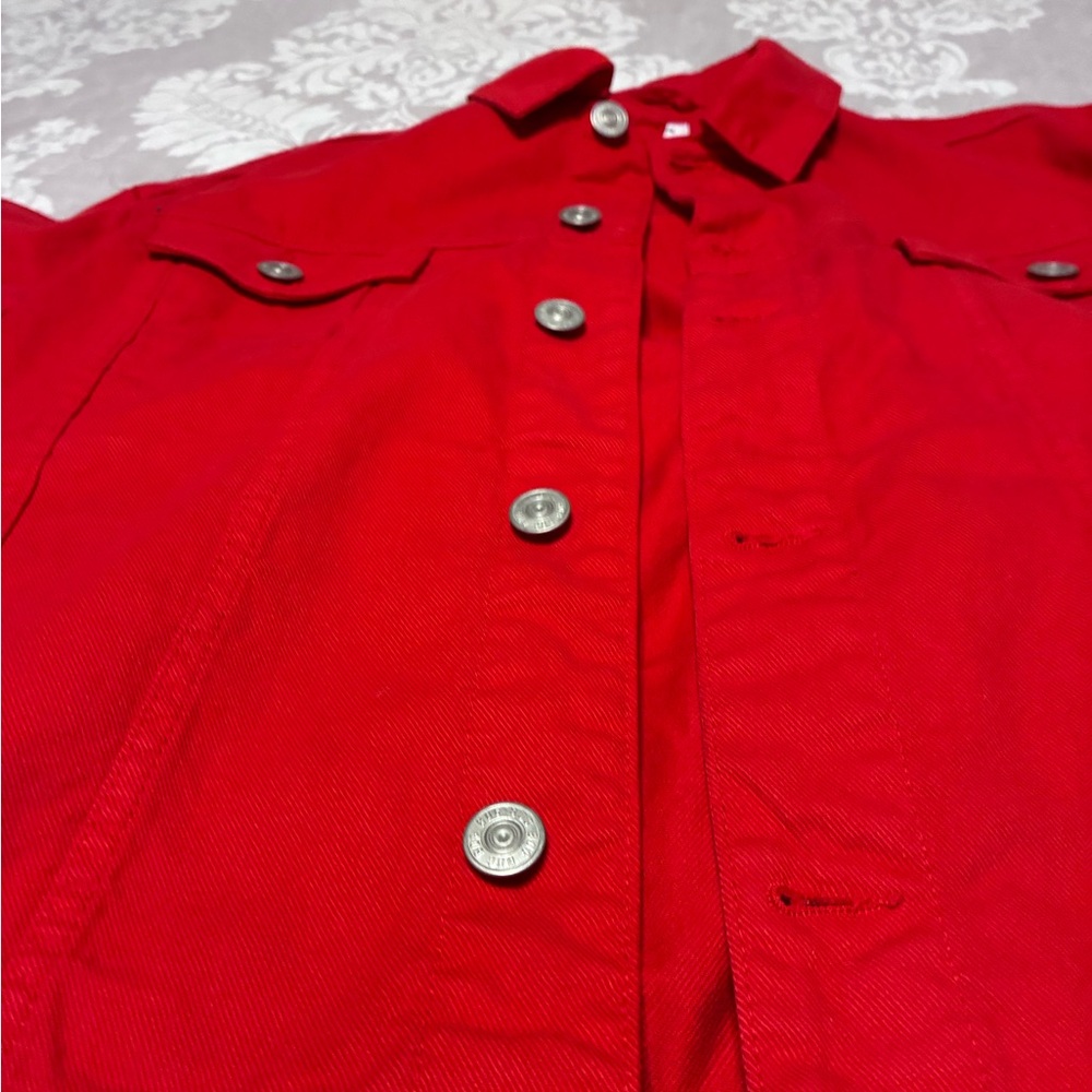 BDG Red Snap-Front Shirt Jacket oversized